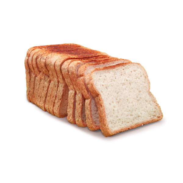 Allergywise loaf of bread sliced on a white background.